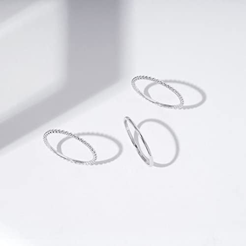 Amazon Essentials 14K Gold or Rhodium Plated Sterling Silver Stacking Ring Set of 3 - color: Rhodium, size: 8