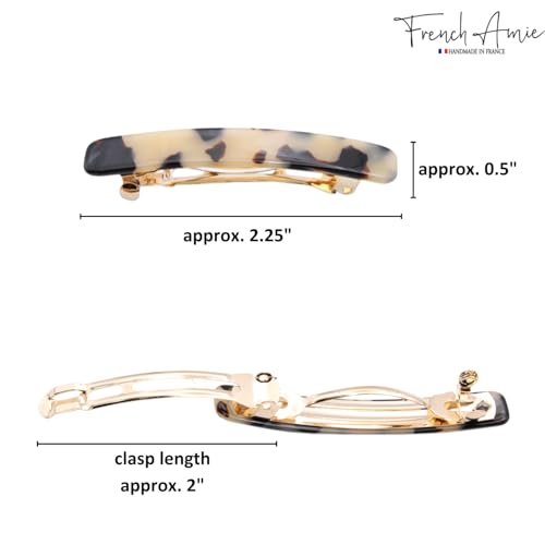 French Amie Bar White Tokyo Small 2 1/4 Inch Hair Clip Barrette | Handmade Cellulose Acetate Durable Grip For Women Girls Teens Everyday Style - color: White Tokyo