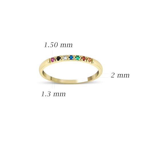 Dainty Multi-Stone Ring, 1-10 selectable Birthstones Ring, Minimalist Ring, Handmade Family Ring, Custom Ring, Personalized Gift, Mothers Day Gift, 14K gold & 925K Silver Ring - style: 1 birthstone