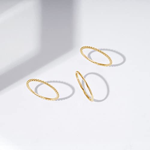 Amazon Essentials 14K Gold or Rhodium Plated Sterling Silver Stacking Ring Set of 3 - color: Yellow Gold, size: 7
