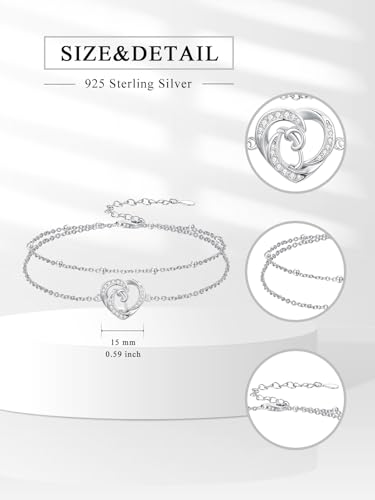 Dorunmo Initial Anklet 925 Sterling Silver Letter A-Z Layered Heart Anklet Beach Jewelry Birthday Gifts for Women - color: P
