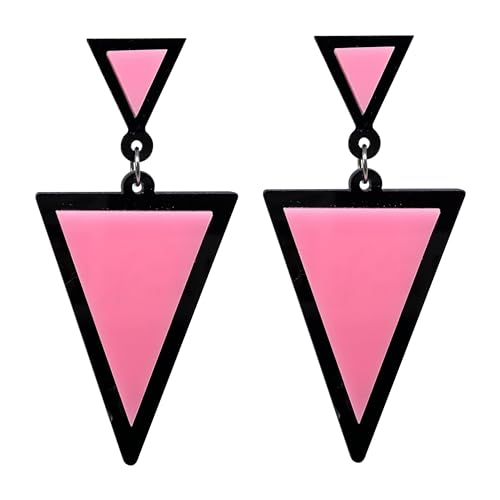 Acrylic Geometric Earrings for Women Girls Retro Fashion Acrylic Triangle Dangle Drop Earrings Resin Colourful Neon Statement Earrings Jewelry Gifts - color: pink