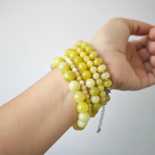 Natural Healing Gemstone Bracelet Handmade Yoga Stretch Elastic Bracelet Stress Relief Crystal Jewelry for Men and Women - color: Lemon Jade(Good Mood), size: 4mm