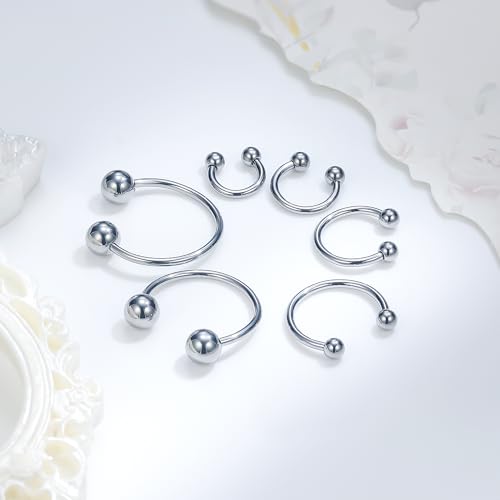 Ruifan 20G 18G 16G 14G 12G Horseshoe Nose Ring Titanium Septum Rings Piercing Jewelry Cartilage Conch Helix Rook Lip Tragus Earring Hoop Eyebrow Retainer For Women Men 6mm 8mm 10mm 12mm 14mm 16mm 19mm - size: Ball: 16G - 6MM
