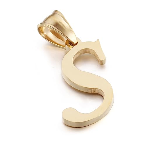 Initial Charms Gold Initial Pendant 14k Gold Letter Charm Name Pendant for Women and Men - style: S
