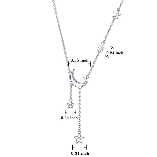 Ladytree 925 Sterling Silver Jewelry Crescent Moon and Star Pendant Necklace - style: Five Stars and Moon