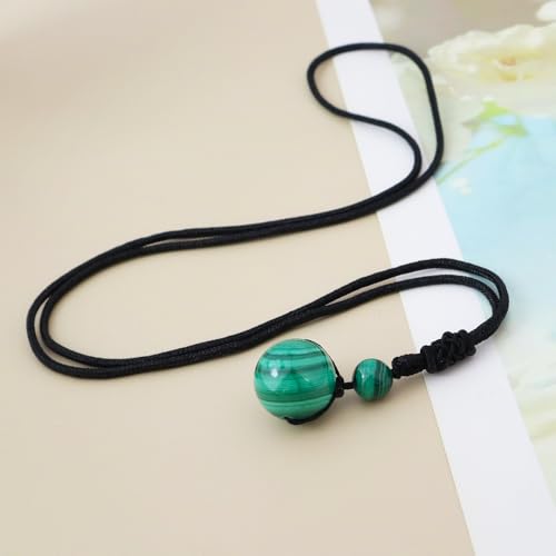 Anjiucc Natural Gemstone Healing Crystals Necklace, Adjustable Chakra Beads Pendant for Women Men, Protection, Energy Balance - color: Malachite