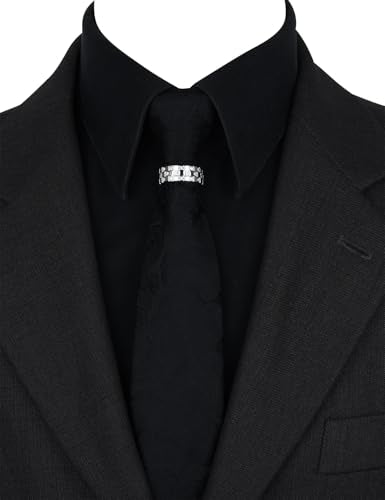 Sparkling Crystal Men's Neck Tie Ring Tie Clasp Necktie Clips Holder Tie Accessories with Box for Wedding Jewelry Gift - style: Silver Clips with Crystal Square