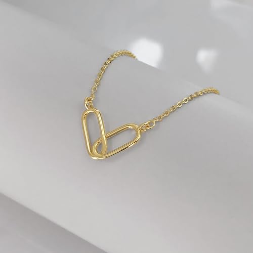 HERIER Cute Heart Necklace Dainty 18k Gold Plated Tiny Heart Pendant Choker Necklaces Small Gold Love Open Heart Chain Necklace for Women Simple Gold Necklace for Women Trendy Jewelry - color: Paperclip Necklace-Gold
