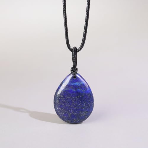 Teardrop Gemstone Necklaces for Women, Healing Crystal Pendant Necklace Birthstone Jewelry for Women - color: Lapis Lazuli