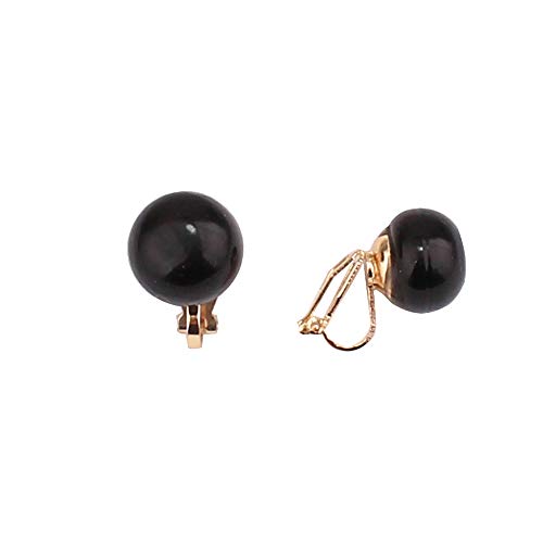 1-5 Pairs Pearl Clip on Earrings for Women Non Piercing Earrings Set Hypo-Allergenic Earrings - color: Black Clip-ons