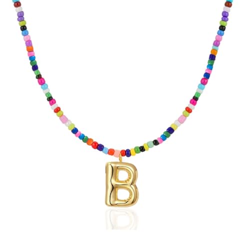 Colorful Initial Necklaces Gifts for Girls Kids Teens, 6-18 Year Old Girl Birthday Gift Teen Girl Gifts Trendy Stuff Gold Bubble Letter Pendent Necklace Jewelry - style: B