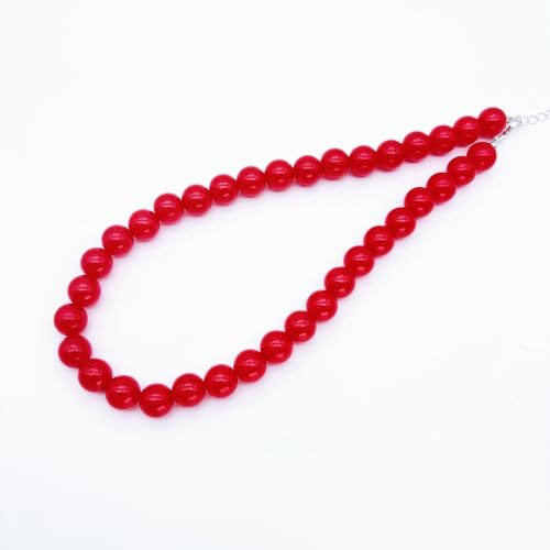 Red Beaded Necklace for Women Chunky Beaded Necklace Adjustable Acrylic Bead Choker Necklaces Big Statement Necklaces Jewelry Accessories - color: 12MM Chunky Red Necklace