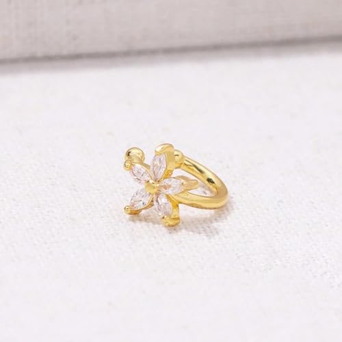 Flower Ear Cuff Set for Women Non Piercing Cartilage Earrings Clip On Wrap Cuffs Stackable Jewelry Gifts - color: A1: gold flower ear cuff