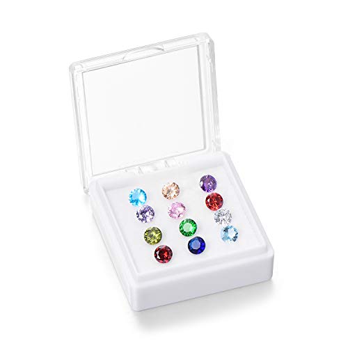 EVERLEAD Locket Necklace, DIY Floating Round Locket Pendant, Living Floating Memory Necklace for Women Friendship Necklace Memory Nostalgic - style: birthstones