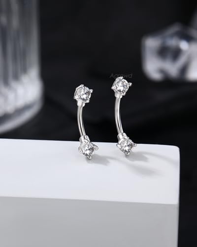 Minimalist Rook Earrings 16G Rook Jewelry Stainless Steel Eyebrow Piercing Jewelry 6/8MM Lobe Earrings - color: WG-6MM