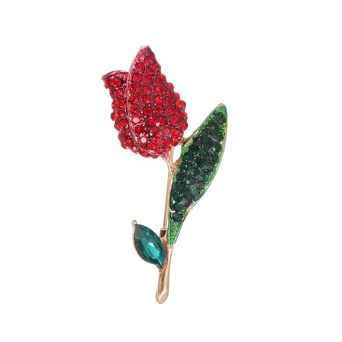 Red Rose Flower Brooches Pins for Women Men Elegant Crystal Flower Lapel Pin Retro Suit Hat Dress Accessories Wedding Valentine's Day Jewelry Gift - style: Crystal Rose