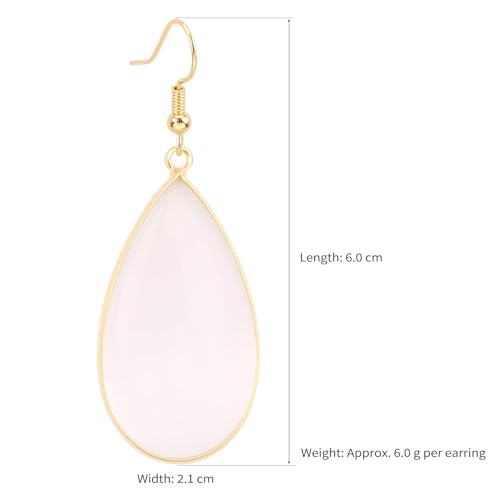 BaubleStar Natural Crystal Healing Stone Earrings Statement Teardrop Dangle Earrings for Women - color: Translucent White