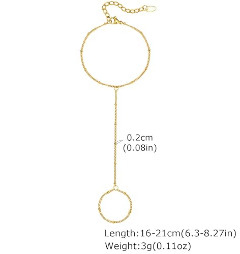 Evil Eye, Heart, Cross-Gold Ring Bracelet Hand Chain Layered Finger Bracelets for Women Delicate Link Chain Jewelry - style: satellite Chain bracelet-gold