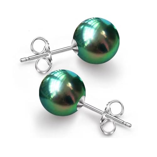 10/12mm Ocean Shell Pearl Stud Earrings Multicolor Shell Beads Pearl Stud Earrings Fashion Jewelry for Women - color: 10MMColorful Green