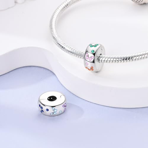 HONGRUI 925 Sterling Silver Charm for Bracelets Fashion Women Jewelry Gift - color: Blue Butterfly