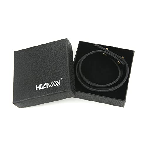 HZMAN Men's & Women's PU Leather Wrap Bracelet - Handmade Steampunk Style Wristband (8.0 Inch) - color: Black
