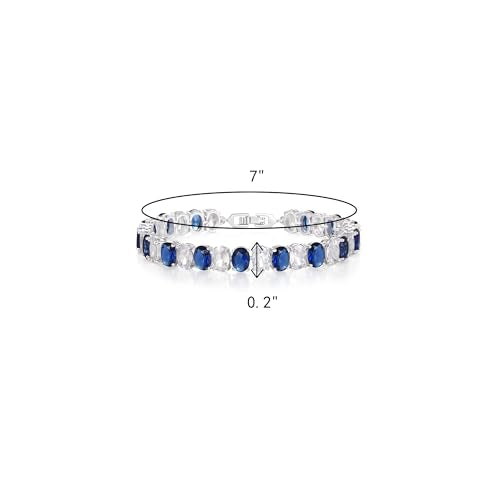 Crysdue Wedding Bridal Bracelets for Brides, Cubic Zirconia Tennis Birthstone Jewelry Gift for Women Prom - style: 09- Clear+Sapphire CZ, 7 Inch