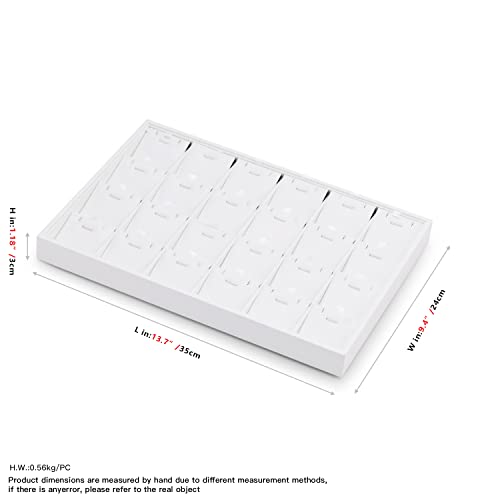 Oirlv Premium White Leather Stackable Jewelry Tray 24 Grid Jewelry Organizer Tray with Removable Inserts Cards Necklace Display Holder | 24 Necklace Pendant Sections,Removable Insert Cards,Anti-Tangle Design,Space-Saving Event Display,13.8×9.5Inch - color