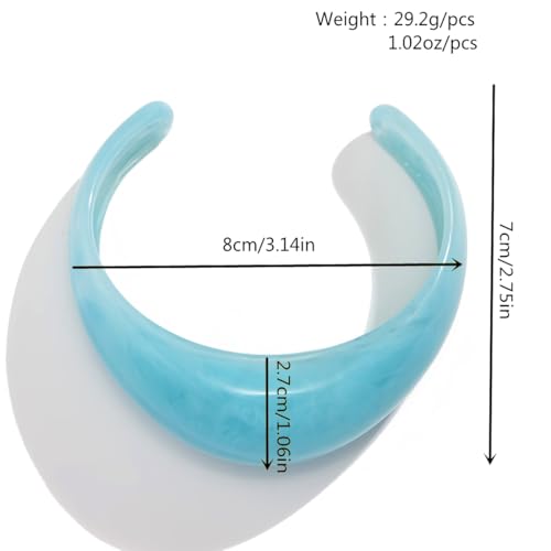 COLORFUL BLING Multicolor Mottled Chunky Acrylic Bangle Thick Wide Resin Geometric Open Cuff Bracelet for Women Wristbands Statement Jewelry - color: Blue