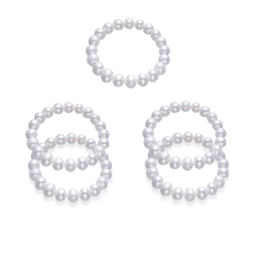 Pingyongchang Elastic Pearl Bracelet Stackable Stretch Bracelet Wedding Accessories Bridesmaid Bracelet 8MM Faux Pearl Bracelet Bridal Party Prom Beaded Bracelet - color: 3pcs
