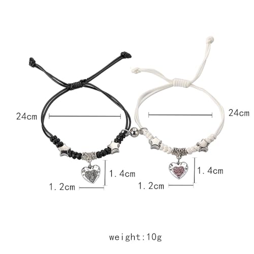 Matching Bracelets for Girlfriend Boyfriend, Couples Bracelets for Her Him, Matching Bracelet for Couples, Friendship Bracelets for Best Friends, Christmas Birthday Valentines Gifts for Women Men - style: Heart