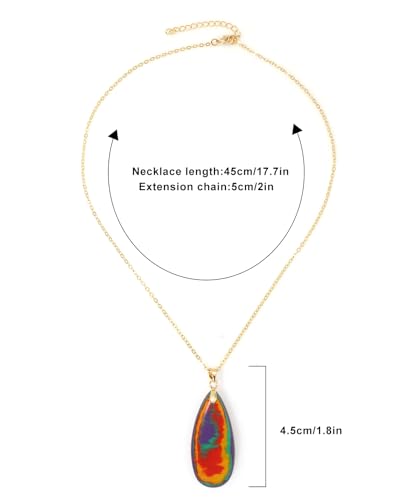 Stone Necklaces for Women Teardrop Gemstone Pendant Necklace Natural Stone Chain Necklaces - color: Flower Gold