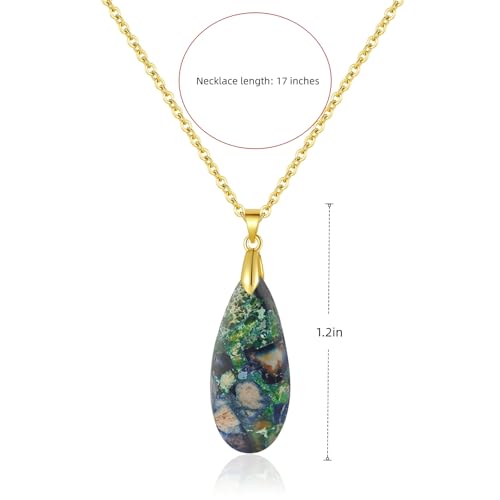 Inspirational Gifts Healing Gold Pendant Gold Necklaces for Women,Get Well Soon Encouragement Gifts for Women Friends Sister Mom, Natural stone Pendant Healing boho Friendship Jewelry for women - color: Green Blue - Gold