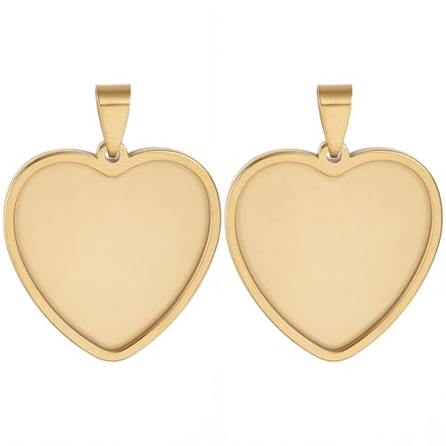 1 Box 10Pcs Gold Heart Bezel Pendant Trays Heart Shaped Bezel Cabochon Trays Bulk Stylish Stainless Steel Cabochon Blanks for DIY Crafts Jewelry Making Bracelet Keychain Charm Adults - style: Gold Heart
