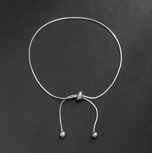 Round Snake Bone Chain Anklet with Hanging Beads Silver Dainty Ankle Bracelet for Women Summer Trendy Lightweight Adjustable Herringbone Anklet Minimalist Waterproof Foot Ornament Gift for Daughter