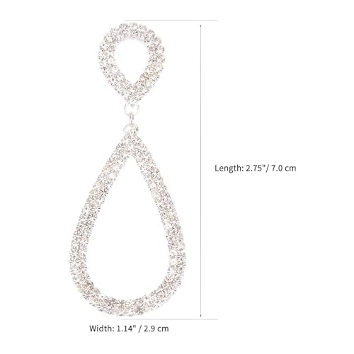 Rhinestone Teardrop Dangle Earrings Sparkly Wedding Jewelry - color: Silver