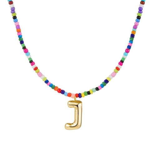 Colorful Initial Necklaces Gifts for Girls Kids Teens, 6-18 Year Old Girl Birthday Gift Teen Girl Gifts Trendy Stuff Gold Bubble Letter Pendent Necklace Jewelry - style: J