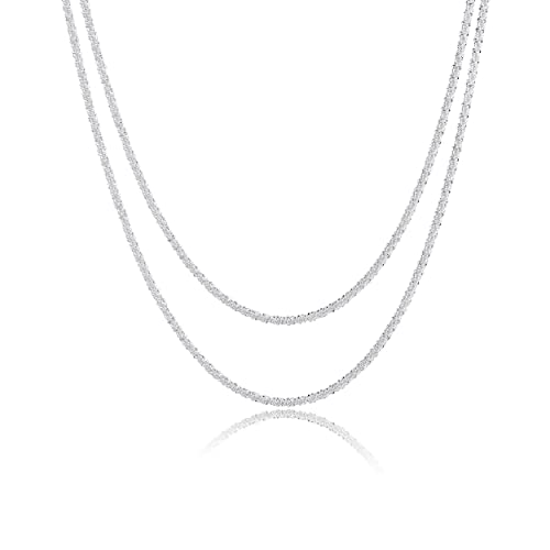 Herringbone Choker Necklace Set Double Layer Snake Chain Herringbone Chain Necklace Layering Necklace Set Cuban Chain Necklace for Women - style: 2Layered Shiny Rope Chain-SL