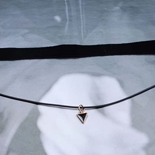 Fesciory Black Necklaces for Women, Adjustable Layered Velvet Leather Lace Collar Necklace, Goth Jewelry Gifts. - color: Double Layer Triangle1