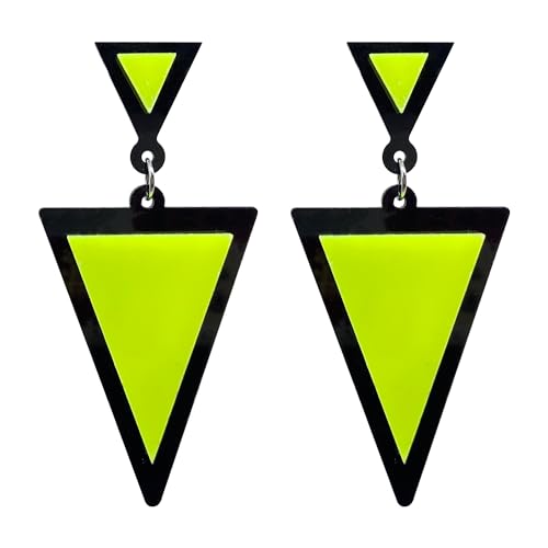 Acrylic Geometric Earrings for Women Girls Retro Fashion Acrylic Triangle Dangle Drop Earrings Resin Colourful Neon Statement Earrings Jewelry Gifts - color: yellow