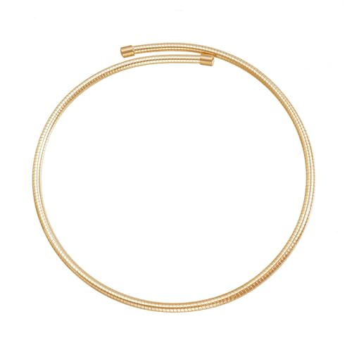 Stainless Steel Collar Necklace for Women Men Minimalist Open Cuff Clavicle Necklace Adjustable African Geometric Metal Choker Statement Jewelry Gifts - color: Gold