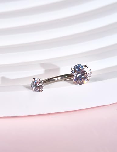 limerencia 14G G23 Titanium Belly Button Ring with Small Teardrop Cubic Zirconia 10mm Internally Threaded Navel Piercing Jewelry - color: Small Heart