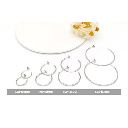 ESMATOO Gold Hoop Earrings for Women - Plated Gold 20mm/30mm/40mm/60mm Lightweight Thin Hoop Earrings - color: Silver, size: 20MM