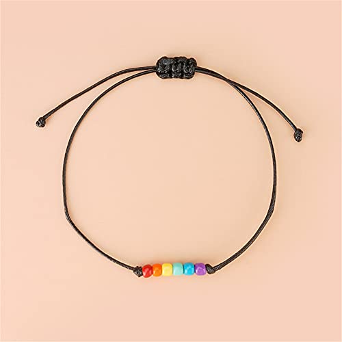 Bohemian Seed Bead Beaded Bracelet Anklet Colorful Rainbow LGBT Pride Bracelet LGBT BFF Friendship Bracelets for Women Men Jewelry Adjust - color: 02 Colorful Seed Bead