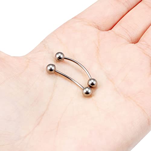 14G 16G Eyebrow Piercing Jewelry G23 Titanium Curved Barbell Eyebrow Ring Vertical Labret Lip Jewelry Rook Daith Earrings Piercing Jewelry for Women Men 6mm 8mm 10mm 12mm 14mm 16mm - color: 16G-16mm