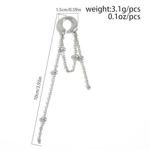 Heart Pearl Hoop Earrings Sliver Long Tassel Chain Huggie Hoop Earrings Pearl Beaded Drop Earring for Women Wedding Jewelry - color: bead
