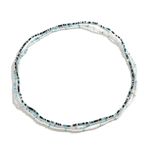 3Pcs/Set Boho Elastic Beads Waist Chains Jewelry Summer Beach Seed Beaded Belly Chain Jewelry Bikini Sexy Bead Waist Body Jewelry for Women - color: White