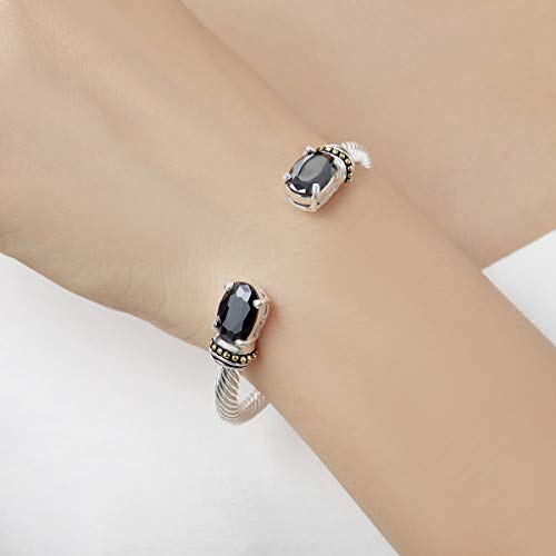 Stainless Steel Cuff Bangles Crystal Mosaic Bracelet Bangle for Women Fashion Jewelry BR75854 - color: Clear