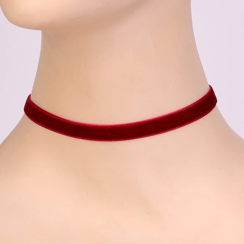 Black Choker Necklaces for Women 90s Red Black Velvet Choker Necklace Thick Thin Chocker Tube Heart Circle Choker Necklace Lace Tatto Collar Necklace Goth Choker Jewelry - style: B1-1