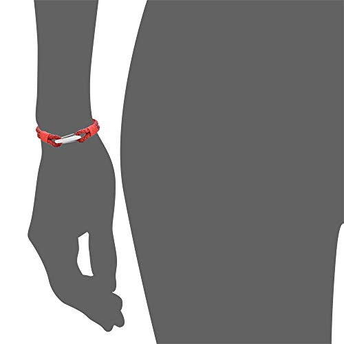 Edforce Braided Genuine Leather 2-Strand Cuff Bracelet with Stainless Steel Clasp - color: Red